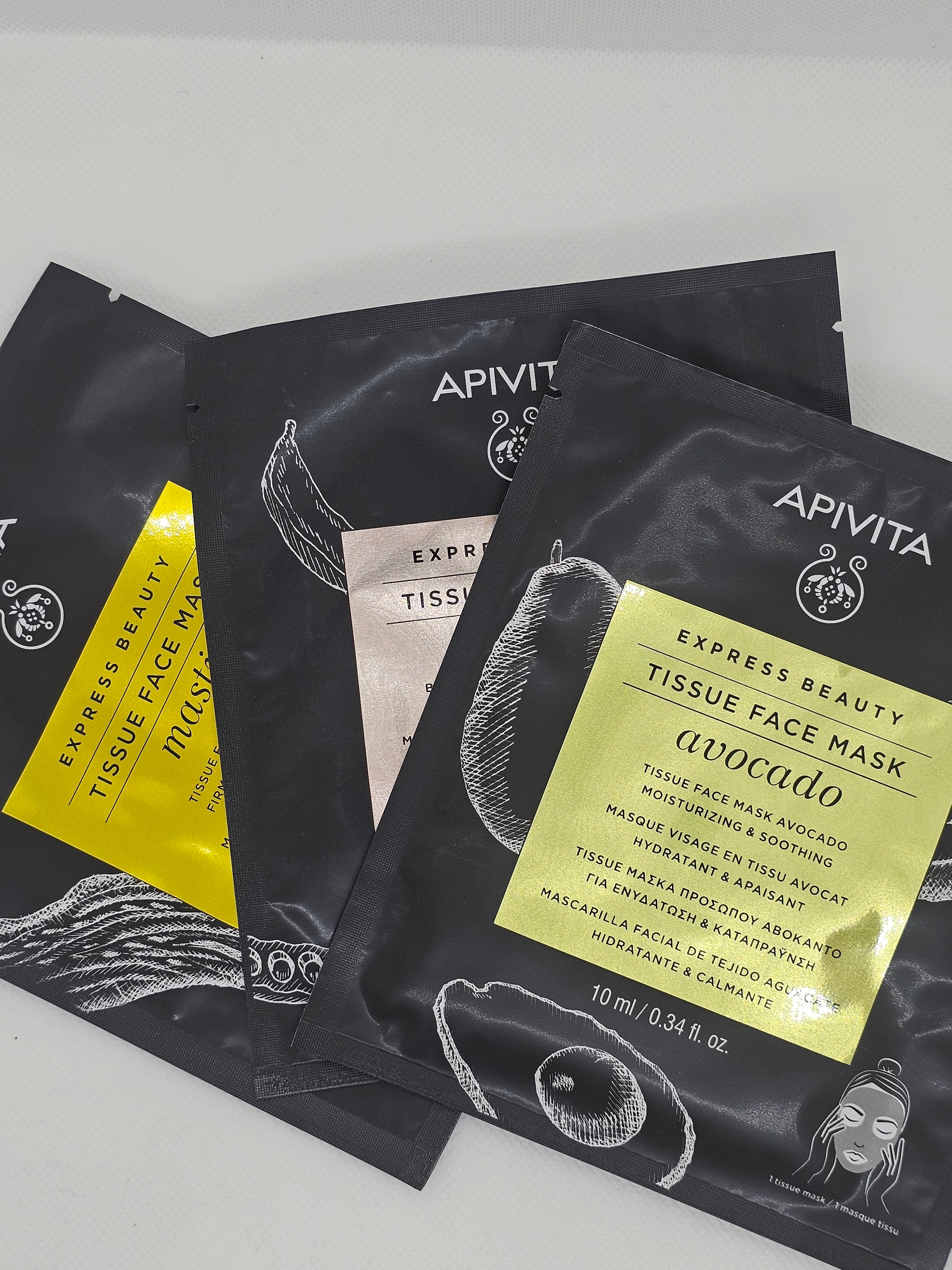 Apivita Set 3 Maschere in tessuto per il viso - Mediterranean beauty food